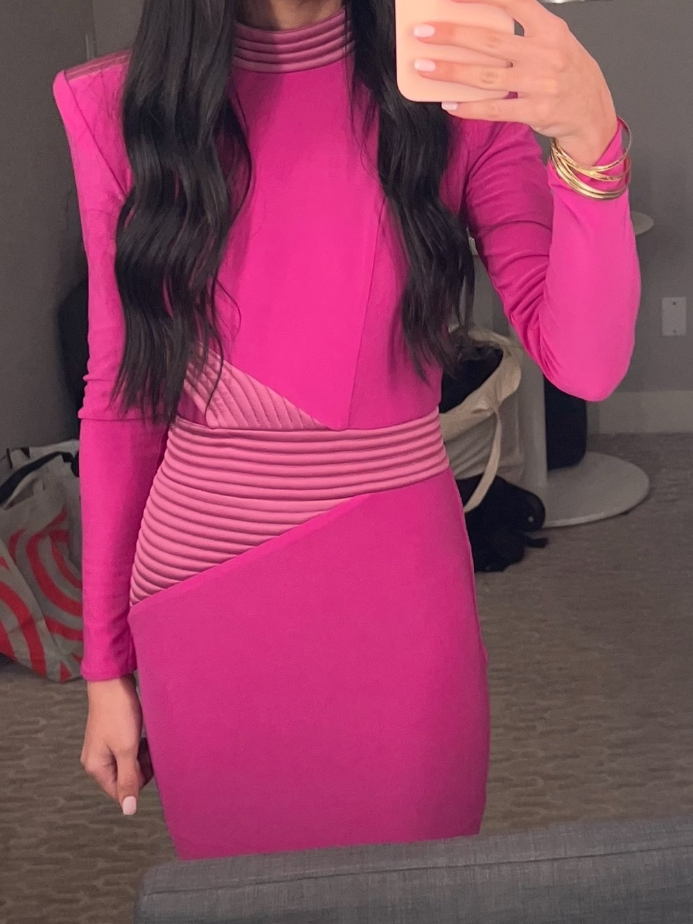 Zhivago Fuchsia Pink Long Sleeve Structured Bodycon Dress. Worn once.